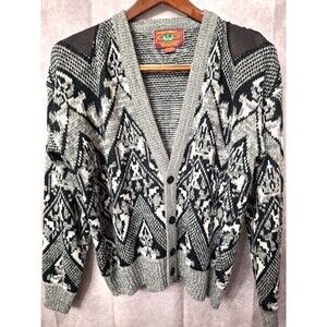 Vintage Thick Knit Cardigan Sweater Mens Small Thick 80s Preppy Academia Cosby